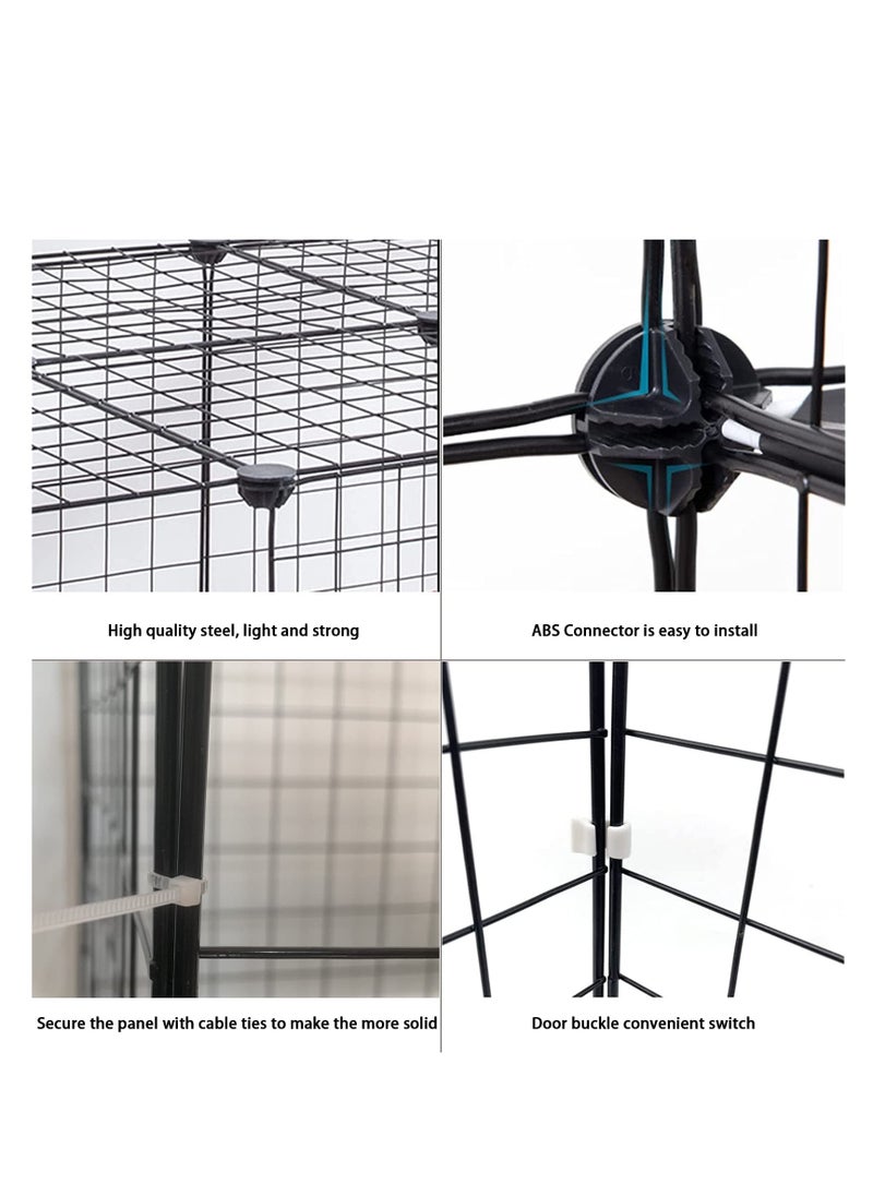 XiuWoo 2-Tier Small Cat House Cat Indoor Cage, Pet Playpen Indoor, Detachable Metal Wire Small Animal Cages, Kitten Enclosures with 2 Door, No Litter Box, Black  - Image 3