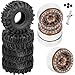 BRCatWPark RC 19 Beadlock Wheels and Tires for 110 TRX4 TRX6 SCX10 SCX10 II 90046 SCX10 III AXI03007 SCX10 Pro Gen78 D90 VS410 MST CFX RC Crawler Car4PCS Beadlock Rims 19 Wheel TiresBrown - Image 2