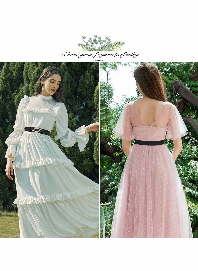 SYOSI Women Wide Waist Belt for Dress Ladies Cinch Leather Belt for Girls Accessories Fashion Women Belt Vintage Buckle PU Elastic Stretchy Corset Cinch Belt Retro Cinch Wide Waist Belt - Image 2