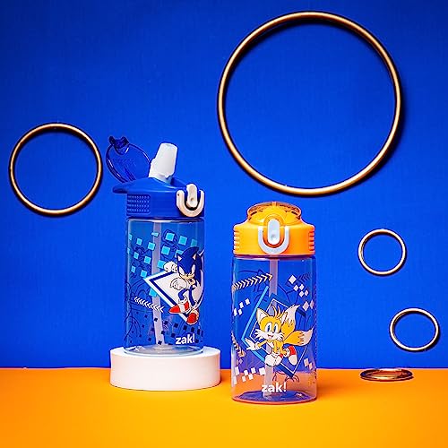 Zak Designs Sonic Kids' 2-Pack Leak-Proof Water Bottles With Straw, Handle and Pop-Up Spout Cover - Image 2