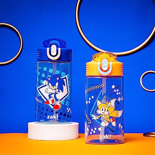 Zak Designs Sonic Kids' 2-Pack Leak-Proof Water Bottles With Straw, Handle and Pop-Up Spout Cover - Image 3