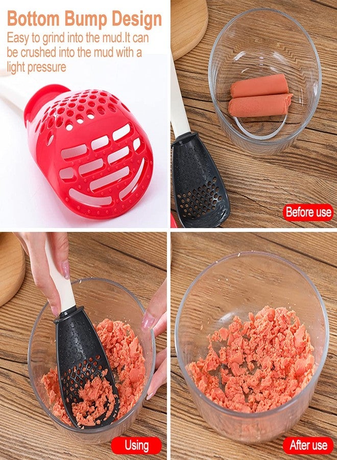 Tendiren 2PCS Multifunctional Kitchen Cooking Spoon, Skimmer Scoop Food Strainers for Cooking, Mashing, Draining, Grating, Non-stick Small Spatula Spoon Kitchen Tools (Black and Red) - Image 5