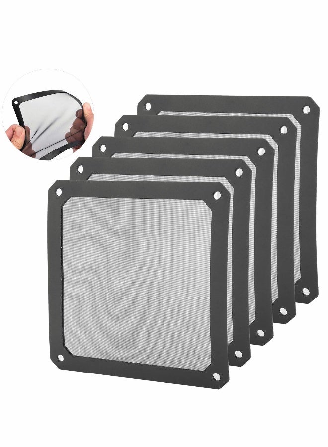 5 Pcs PC Cooler Fan Filter, Dustproof PVC Magnetic Computer Mesh Frame Nylon Dust Filter Case Cover - Image 1