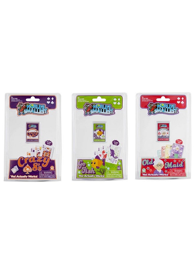 Worlds Smallest Mini Travel Card Games Bundle Set Of 3 Crazy 8'S - Old Maid - Go Fish - Image 1
