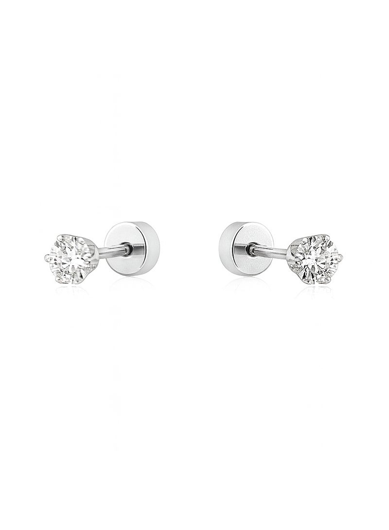 Earss Silver 3mm Cubic Zirconia Round Stud Earring For Kids - Image 1