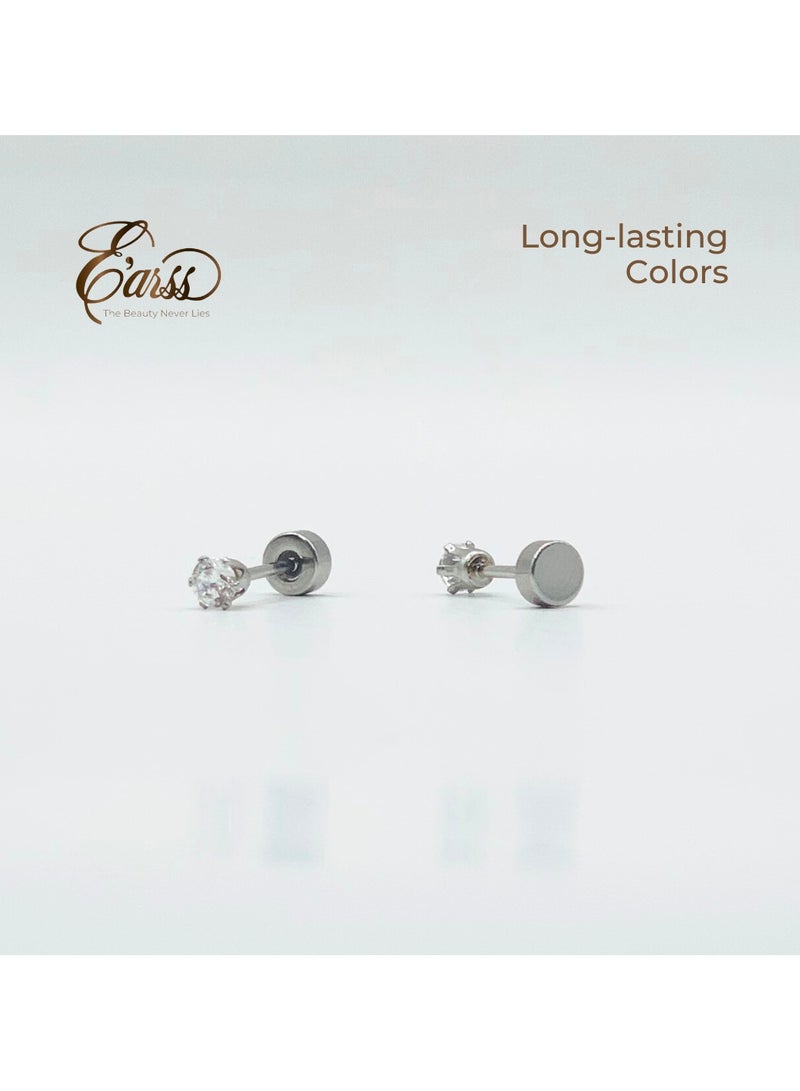 Earss Silver 3mm Cubic Zirconia Round Stud Earring For Kids - Image 5