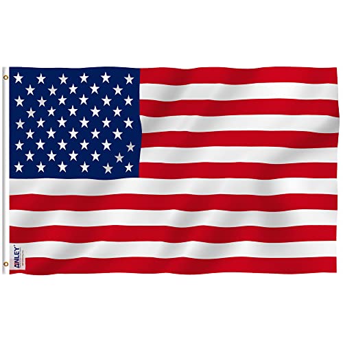 Anley Fly Breeze 3x5 Foot American National Polyester Flag Vivid Color and Fade proof Canvas Header and Double Stitched The US National Flags with Brass Grommets 3 X 5 Ft - Image 1
