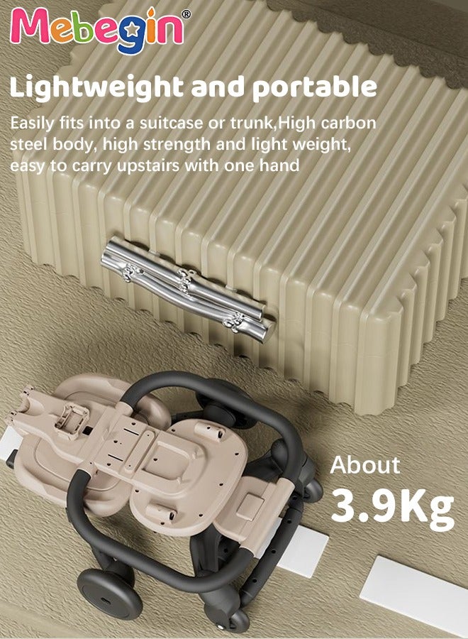 MEBEGIN 2 In 1 Convertible Lightweight Travel Stroller For Baby Toddlers,Easy Fold Stroller With Canopy Can Be 360° Steering, Include Storage Basket, One-Hand Fold,Airplane Stroller For Infants Newborn - Image 5