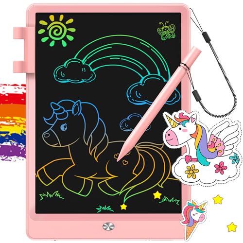 FLUESTON LCD Writing Tablet, Doodle Board Toys Gifts for 3-8 Year Old Girls Boys, 10 Inch Colorful Electronic Board Drawing Pad for Kids, Gifts for Toddler Educational Learning Travel Birthday, Pink - Image 1