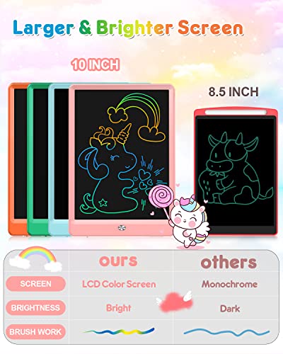 FLUESTON LCD Writing Tablet, Doodle Board Toys Gifts for 3-8 Year Old Girls Boys, 10 Inch Colorful Electronic Board Drawing Pad for Kids, Gifts for Toddler Educational Learning Travel Birthday, Pink - Image 3