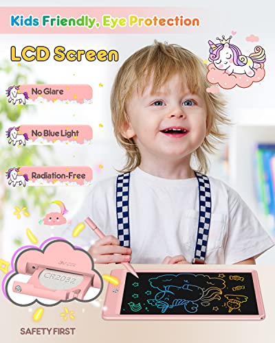 FLUESTON LCD Writing Tablet, Doodle Board Toys Gifts for 3-8 Year Old Girls Boys, 10 Inch Colorful Electronic Board Drawing Pad for Kids, Gifts for Toddler Educational Learning Travel Birthday, Pink - Image 2