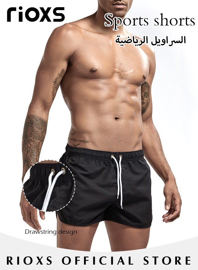 Men's Summer Beach Shorts,Quick Dry Athletic Sweatshorts,Elastic Waist Drawstring Shorts With Pockets,Casual Board Shorts,Shorts For Gym Swimming Beach image 6