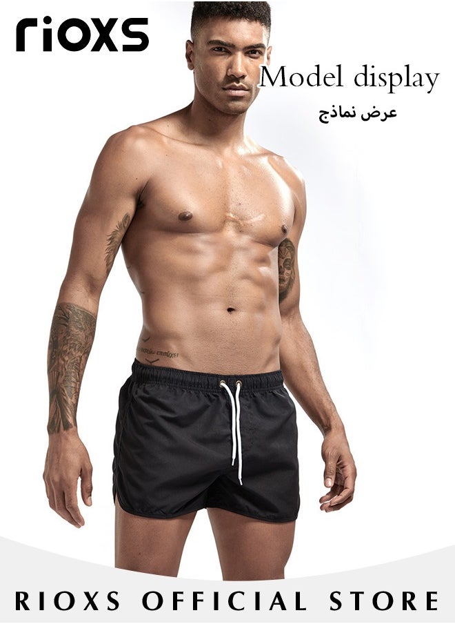 RIOXS - Men's Summer Beach Shorts,Quick Dry Athletic Sweatshorts,Elastic Waist Drawstring Shorts With Pockets,Casual Board Shorts,Shorts For Gym Swimming Beach - Image 1