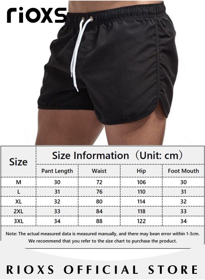 RIOXS - Men's Summer Beach Shorts,Quick Dry Athletic Sweatshorts,Elastic Waist Drawstring Shorts With Pockets,Casual Board Shorts,Shorts For Gym Swimming Beach - Image 1