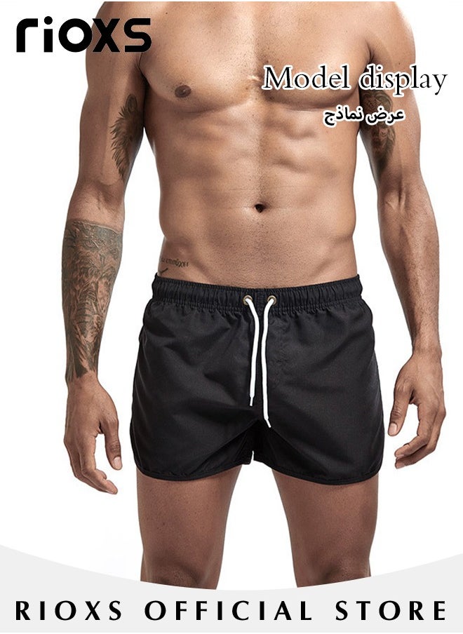 RIOXS - Men's Summer Beach Shorts,Quick Dry Athletic Sweatshorts,Elastic Waist Drawstring Shorts With Pockets,Casual Board Shorts,Shorts For Gym Swimming Beach - Image 1