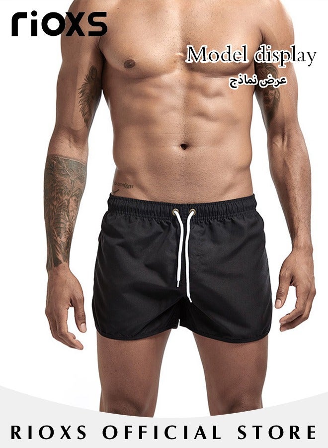 Men's Summer Beach Shorts,Quick Dry Athletic Sweatshorts,Elastic Waist Drawstring Shorts With Pockets,Casual Board Shorts,Shorts For Gym Swimming Beach image 2