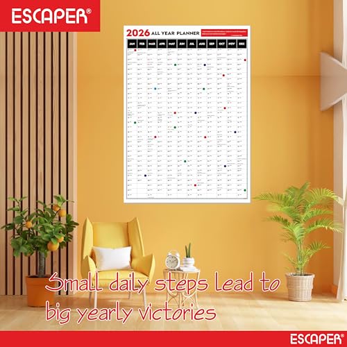 ESCAPER Big Planner 2026 Wall Calendar (18 x 25 inches) with Dot Stickers, Single Sheet Yearly Wall Planner, 120 GSM Smooth Paper, Daily Organizer for Home, Office & Study, 2026 New Year Gift - Image 5