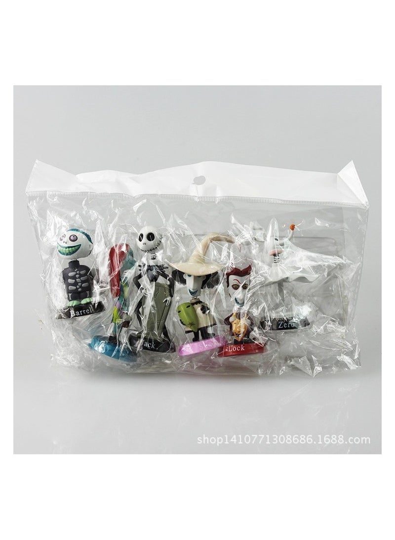 6 Christmas Eve Scary Jack Skellington Handheld Car Shake Head Dolls Car Ornaments  - Image 2