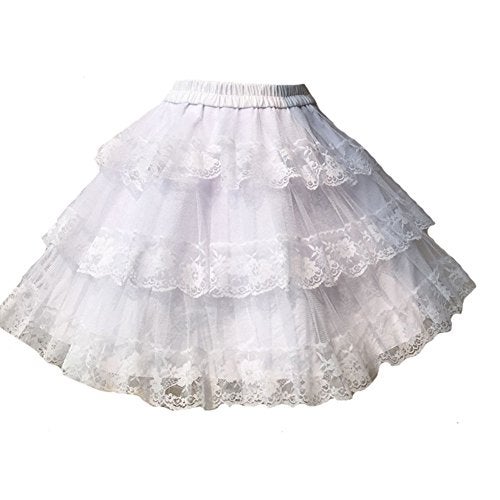 Smiling Angel 3-Layered Gothic Layered Ruffled Luxury Vintage Rockabilly Petticoat Crinoline Underskirt White - Image 1