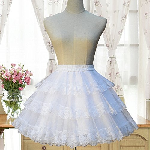 Smiling Angel 3-Layered Gothic Layered Ruffled Luxury Vintage Rockabilly Petticoat Crinoline Underskirt White - Image 3
