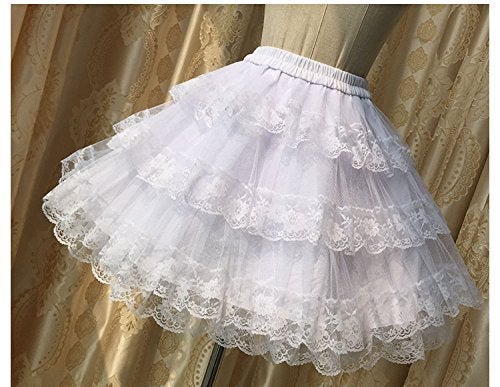 Smiling Angel 3-Layered Gothic Layered Ruffled Luxury Vintage Rockabilly Petticoat Crinoline Underskirt White - Image 2
