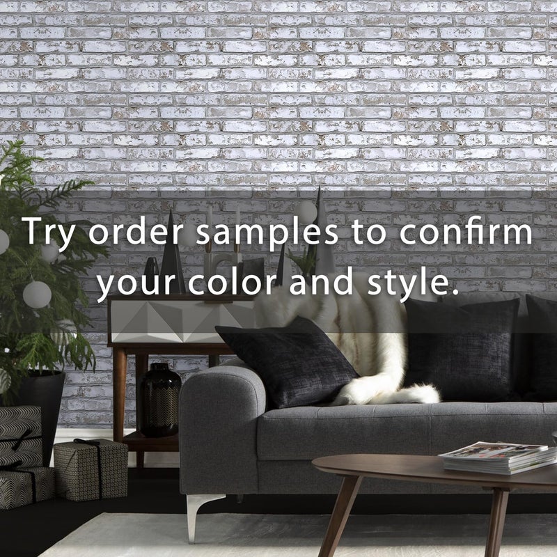 Commomy Faux Brick 3D Wall Panels - 12 pcs of 22.8" x 11.8" - Thin & UrltraLight PVC Peel and Stick Tile Brick Textured Printable for Kitchen, Bedroom,Living Room,TV Background,RVï¼ˆCovers 22.48 sq.ftï¼‰ - Image 2