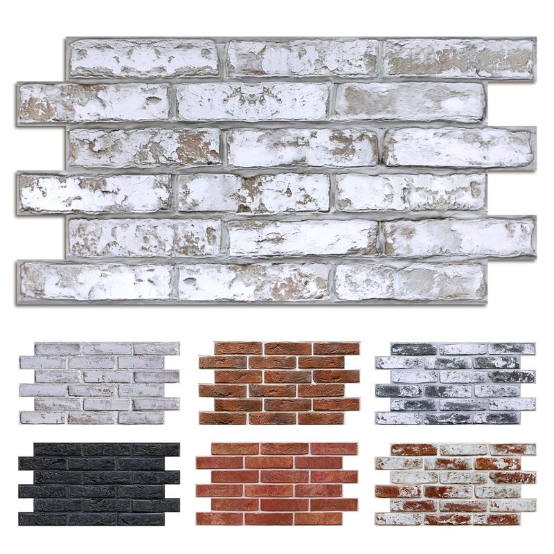Commomy Faux Brick 3D Wall Panels - 12 pcs of 22.8" x 11.8" - Thin & UrltraLight PVC Peel and Stick Tile Brick Textured Printable for Kitchen, Bedroom,Living Room,TV Background,RVï¼ˆCovers 22.48 sq.ftï¼‰ - Image 1