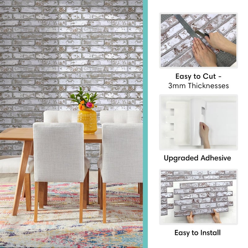 Commomy Faux Brick 3D Wall Panels - 12 pcs of 22.8" x 11.8" - Thin & UrltraLight PVC Peel and Stick Tile Brick Textured Printable for Kitchen, Bedroom,Living Room,TV Background,RVï¼ˆCovers 22.48 sq.ftï¼‰ - Image 5