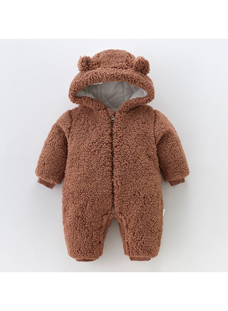 Loquat Infant Autumn And Winter Hooded And Thickened Jumpsuit