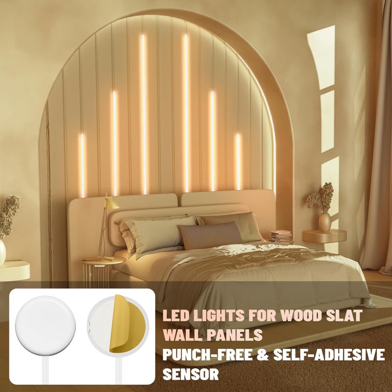 Lichaser LED Recessed Lighting for Acoustic Panel, 6 Pcs of 3000K Dimmable LED Strip Light for Wood Slat Wall Panel in Parallel with Touch Sensor, Self-Adhesive for Slat Wall Decor (2*36+2*24+2*16 in) - Image 2