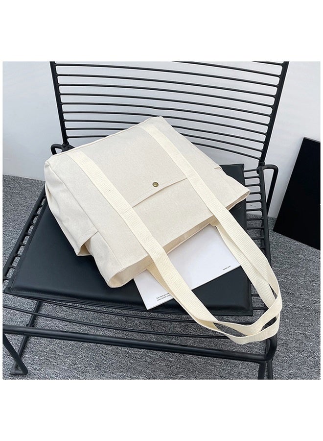 Canvas Tote Bag with Zipper, Multiple Pockets for Daily Essentials, Travel, Work - Image 5