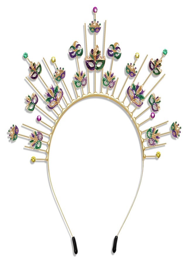 فالين طوق رأس فالين ماردي غرا للنساء، مزين بترتر على شكل زهرة الزنبق، طوق رأس على شكل تاج، زي ماردي غرا، إكسسوارات شعر، هدية موكب - Image 1