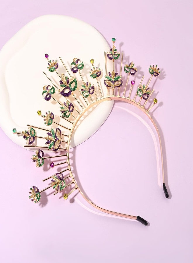 فالين طوق رأس فالين ماردي غرا للنساء، مزين بترتر على شكل زهرة الزنبق، طوق رأس على شكل تاج، زي ماردي غرا، إكسسوارات شعر، هدية موكب - Image 5