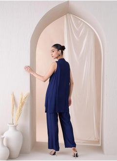 Femmella Sleeveless Scallop Trim Tunic with Straight Pant Co-Ords by Styli  - Image 1