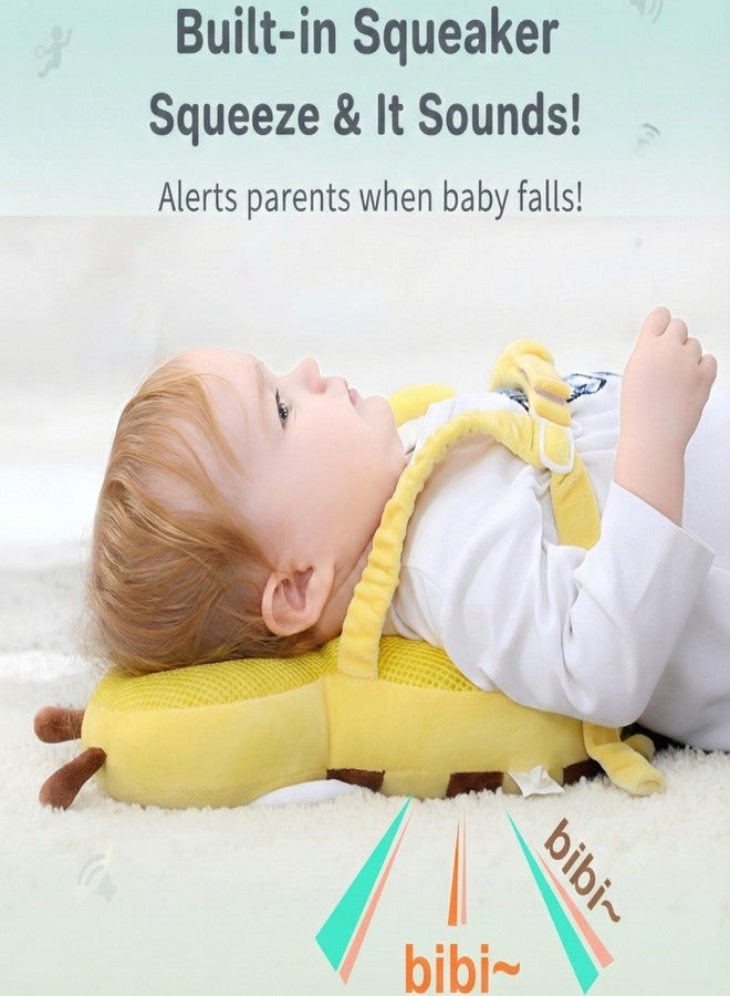 DaKos Baby Head Protector with Horizontal Safety Belt, Infant Head Safety Gear, Headguard for Toddlers for Babies Safety, Breathable Yellow Bee with 2 Pairs of (Random Color) Knee Pads - Image 3
