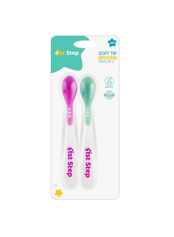 1st Step Bpa Free Heat Sensitive Soft Tip Spoon (Pink & Green) - Image 2