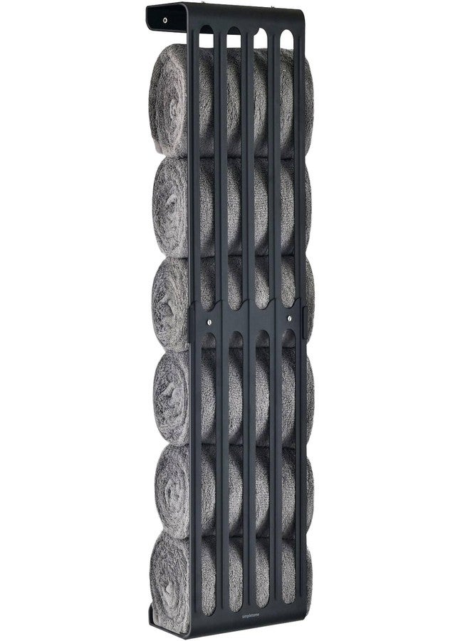 simpletome Towel Storage Rack Adjustable Height Wall Mount Bathroom Shelf Organizer Carbon Steel (Matte Black) - Image 1