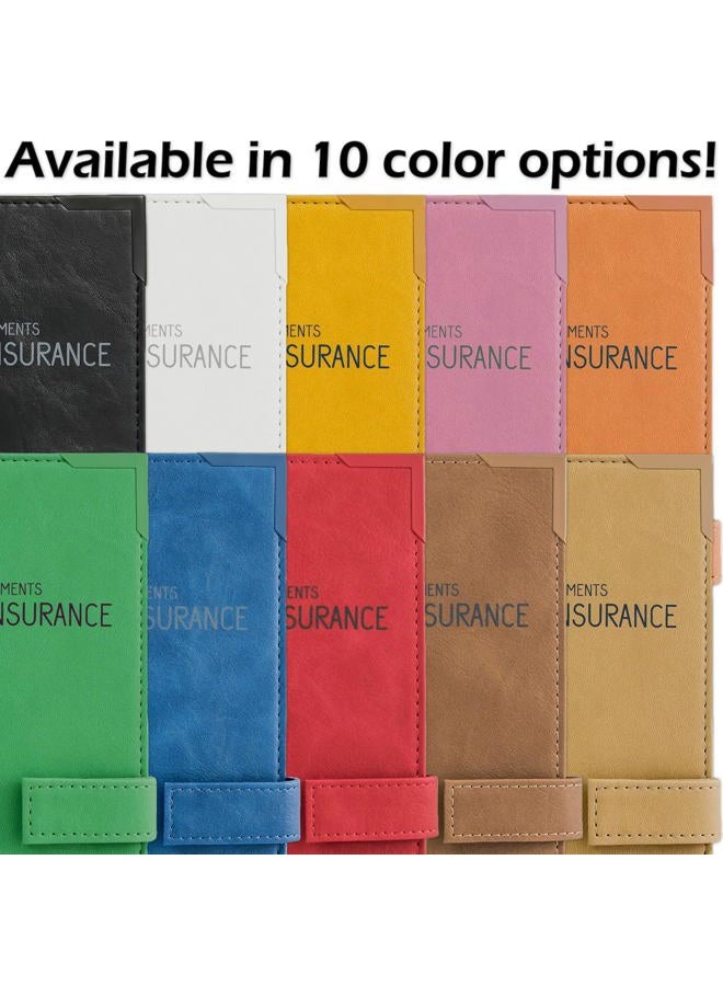 PlusXpres Auto Insurance and Registration Card Holder - Vehicle Glove Box Document Organizer - Car Essential Paperwork Holder for DMV, AAA, Contact Information Cards - Premium PU Leather Wallet Case - Red - Image 3