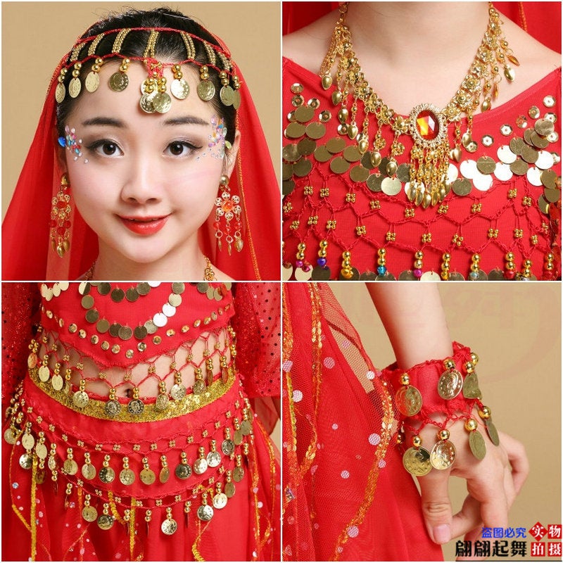 Children'S Long-Sleeved Indian Dance Performance Clothing Xinjiang Dance Performance Clothing Girls Belly Dance Clothing Toddler Ethnic Dance Clothing - Image 5