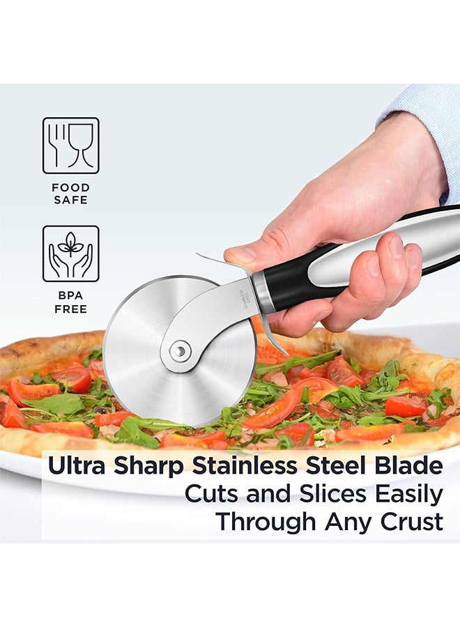 GNAFOTU Pizza Cutte, Stainless Steel Pizza Cutter Wheel & Dough Cutter, Super Sharp Blade Wheel, Non-Slip Handle & Dishwasher Friendly - Image 3