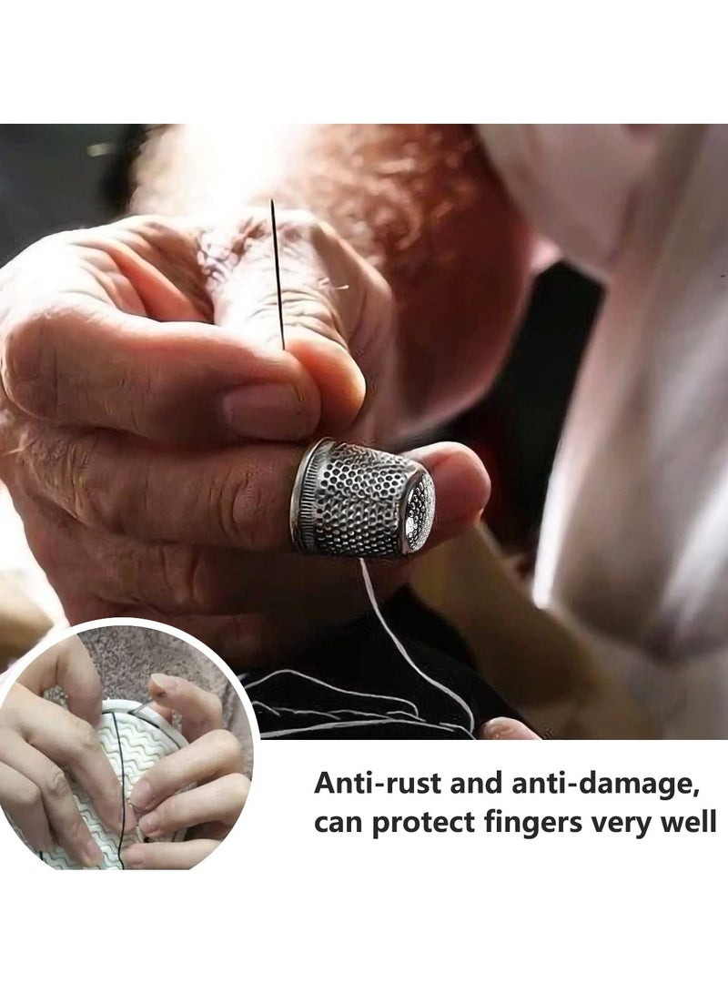 SYOSI 4 Pcs Sewing Thimbles, Metal Sewing Thimbles Finger Protector DIY Sewing Tools for Hand Sewing/Embroidery/Needlework - Image 4