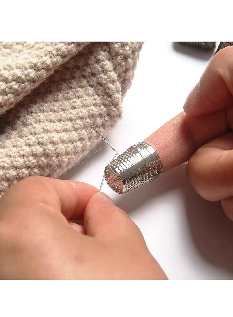 SYOSI 4 Pcs Sewing Thimbles, Metal Sewing Thimbles Finger Protector DIY Sewing Tools for Hand Sewing/Embroidery/Needlework - Image 5