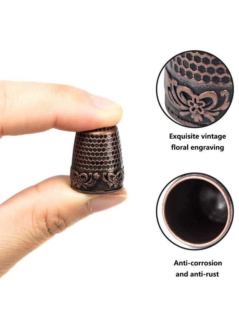 SYOSI 4 Pcs Sewing Thimbles, Metal Sewing Thimbles Finger Protector DIY Sewing Tools for Hand Sewing/Embroidery/Needlework - Image 3