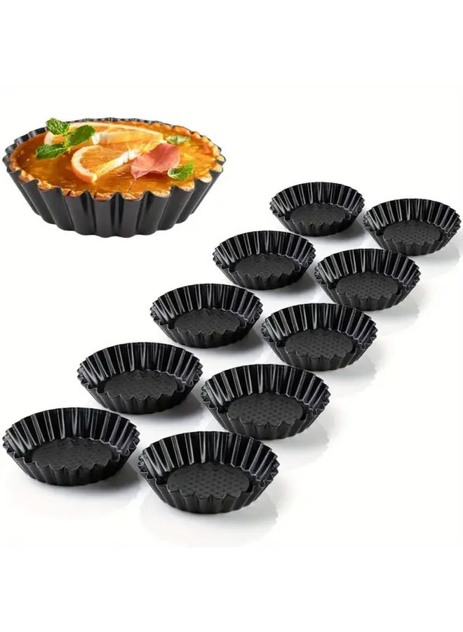 12 Pcs 3 Inch Carbon Steel Non Stick Tart Molds Oven Safe Round Mini Pie Pans - Image 1