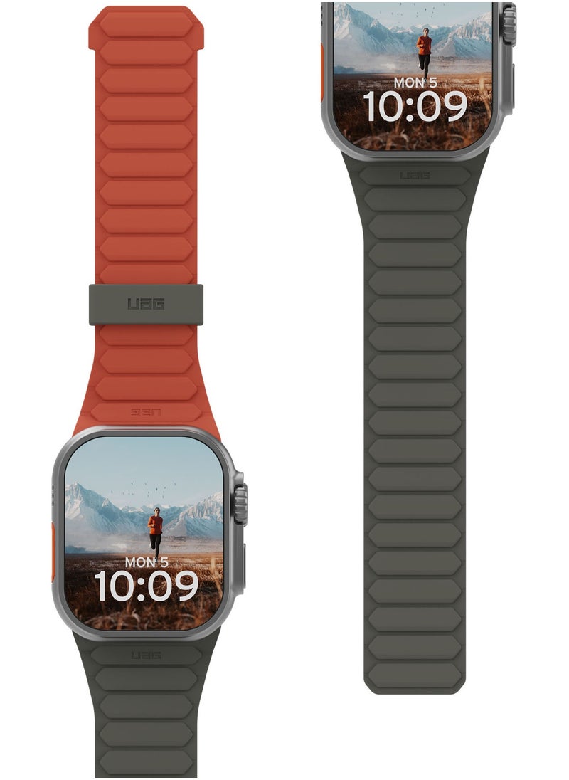Urban Armor Gear - UAG Pathfinder [Reversible Magnetic Silicone Strap] Compatible with Apple Watch Band for Apple Watch ULTRA 2 / Ultra 49mm, Watch 45mm/44mm/42mm Series 9-1 - Olive | Rust - Image 1