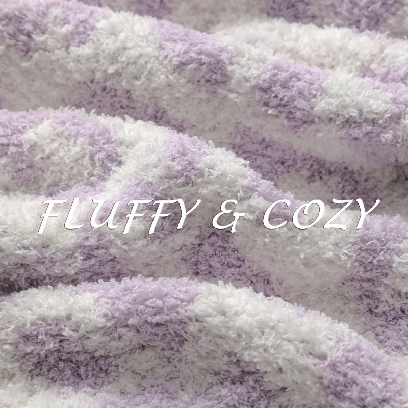 bearberry Fuzzy Leopard Knitted Throw Blanket Soft Cozy Warm Microfiber Blanket for Couch Sofa Bed Travel (Purple/Cream  50""x60"") - Image 3