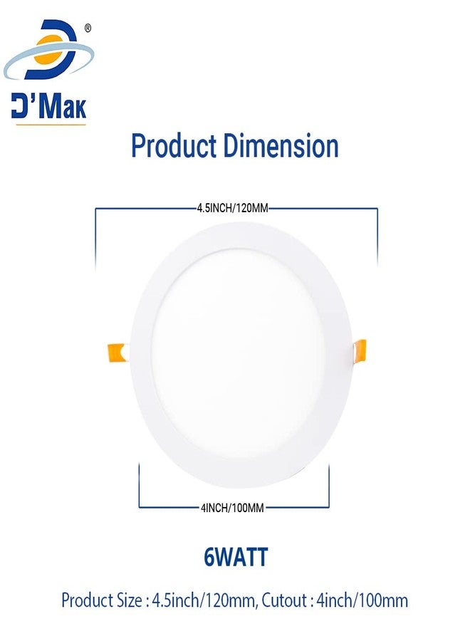 D'Mak 6 Watts Led Round False Ceiling/Recessed Panel Light for Pop (Warm White/Yellow, Pack of 10, Prong) - Image 5