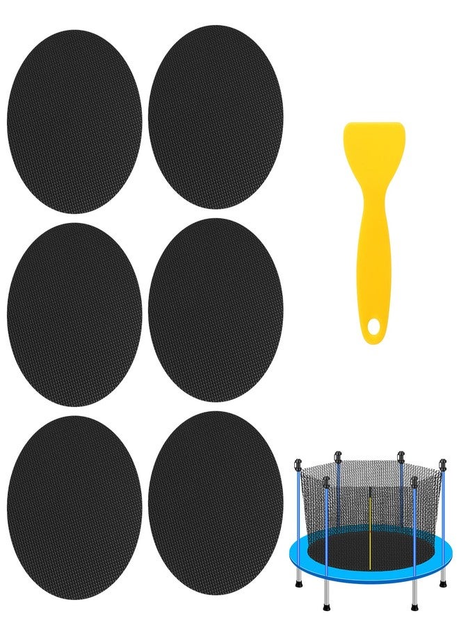 Lyreh 6pcs Trampoline Patch Repair Kit, 3.94x3.94in Self-Adhesive Rubber Trampoline Pad Replacement Parts with Scraper for Holes Tears in Mats Accessories (Round) - Image 1