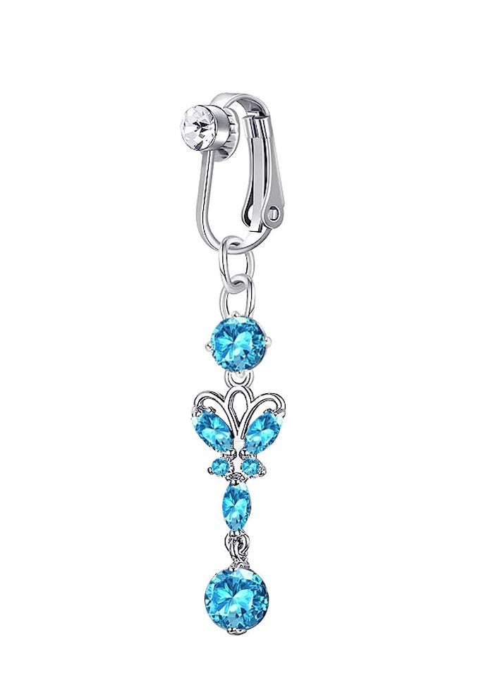 6 pcs piercing free Belly  Ring for Women  Clip On Belly Button Rings crystal blue Navel Ring Non Piercing body jewelry for girls  - Image 2