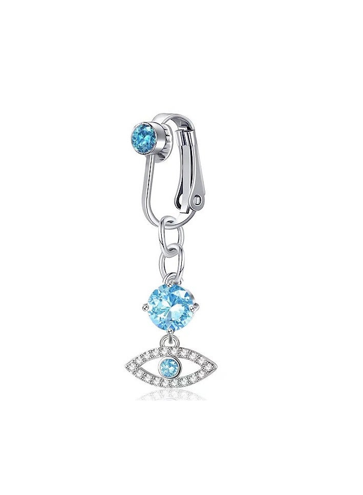 6 pcs piercing free Belly  Ring for Women  Clip On Belly Button Rings crystal blue Navel Ring Non Piercing body jewelry for girls  - Image 3